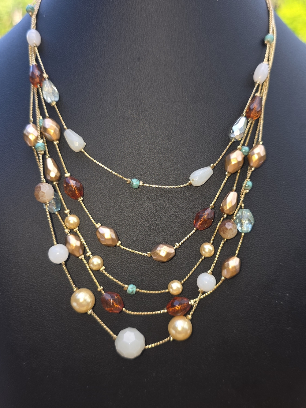 Layered Necklace · Warm · Earthy · Multi-Strand · Effortless. Crazy Horse